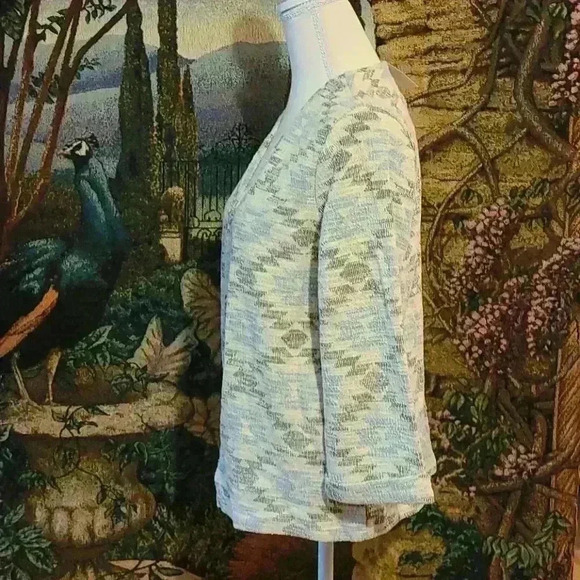 🛑 NWT L.O.G.G. H&M Womens Blue Cream Open Front Blazer Jacket Size Medium - Picture 2 of 2